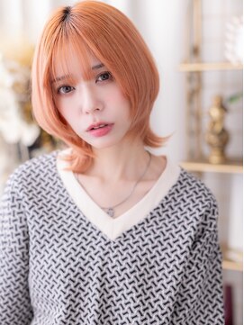 アプリコットオレンジ小顔ハイレイヤーウルフa大宮10代20代30代