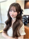 前髪ありハッシュカットレイヤーカットニュアンスカラー艶髪