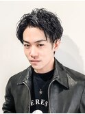 ツイストパーマ七三オールバックコンマヘア