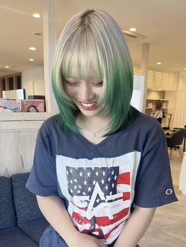 プラス ファースト ヘア(Plus 1st) ルールカラー×グリーン×ホワイトグレージュ