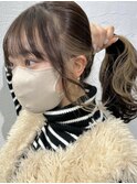 ”韓国風インナーカラー×レイヤーカットポニーテール