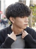 原宿メンズシャドウパーママッシュ緩めルーズパーマサーフカール