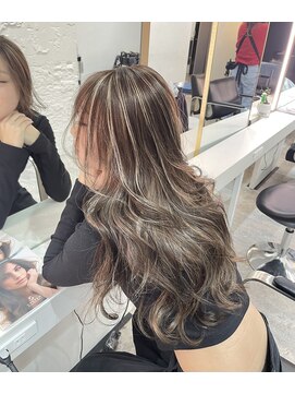ブレンド 渋谷(BLend) ハイライトカラーくびれヘアアプリコットオレンジ