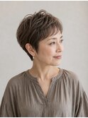 大人上品ショート/白髪ぼかしカラー/立体感パーマ/髪質改善