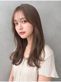 ブリーチなしダブルカラー・ブラウン・シースルーバング