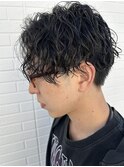 メンズセンターパートツイストスパイラルパーマニュアンスパーマ