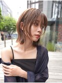 ミディアムレイヤーカットボブウルフ/10代20代/インナーカラー
