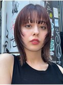 顔周りレイヤーカットくびれヘアミルクティーベージュカラー