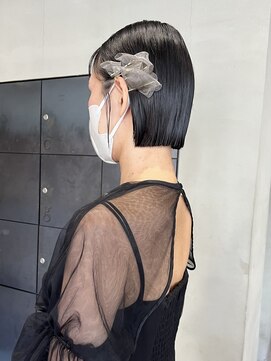 ヘアー アイス ルーチェ(HAIR ICI LUCE) ブリーチなしショコラブラウンボブヘアアレンジタイトヘア/今枝