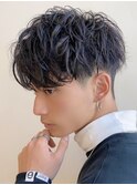ツイストスパイラルパーマメンズマッシュセンターパートウルフ