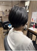 丸みショート　髪質改善　まとまりやすい　黒髪　大和八木