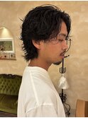 メンズパーマ メンズヘア スパイラルパーマ センターパート