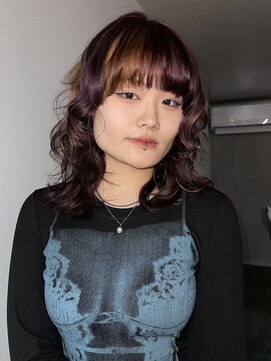 【MIHO】ムラサキ×ベージュのウルフデザイン