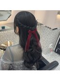 ねじりハーフアップ
