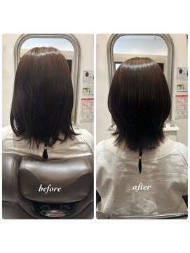 コルテ 倉敷西阿知店(CoRte.) 【before/after】ウルフ風ボブ/レイヤーボブ/艶髪ダークブラウン