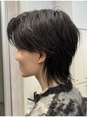 ウルフセンターパートショートネープシースルーマッシュ襟足有り