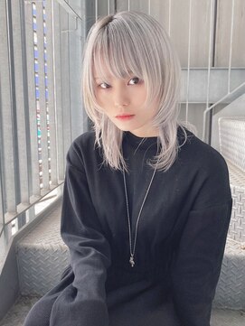 リアイス(Re:ICE) ミニウルフ/くすみブルー/流れるレイヤー/インナーハイライト