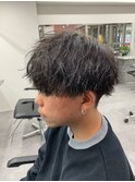 ツイストスパイラルパーマツーブロックメンズマッシュパーマ