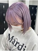 3075ピンクラベンダー寒色系カラーパールグレースローカラーボブ