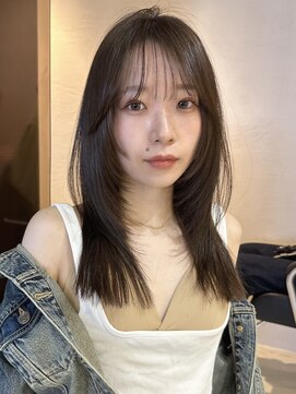 サイン 渋谷(SIGN) 韓国ヘアーハッシュカットレイヤーカットグレージュブリーチ無し