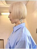【White blond】エフェクトブリーチ_刈り上げボブ_ブロンドヘア