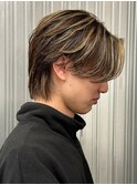バレイヤージュブリーチダブルカラーハイライトメッシュブリーチ