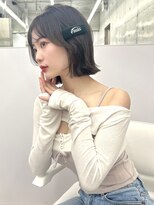 大人かわいいレイヤーボブ＊切りっぱなしボブ/グレージュ