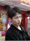 渋谷緩めスパイキーパーマルーズショートメンズショート