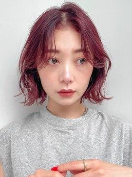 スレイ(SLAY) ワインレッド×ボブパーマ
