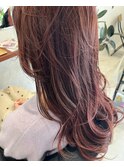 ロングレイヤー×ハイライトラベンダーピンク