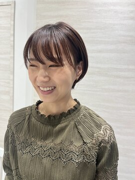 エフ ヘアーアンドリラクゼーション(F. hair & relaxation) ナチュラル丸みショートマッシュショートピンクブラウンカラー