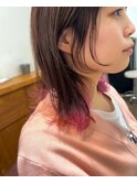 ピンクの毛先カラー
