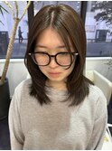 ◎顔まわりレイヤー/ミディアムレイヤー/オリーブベージュ◎
