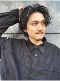 【フォーマルパーマ】かき上げウルフ大人パーマミディアム