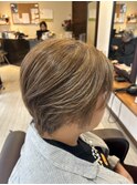明るい白髪染め・大人ショート・お手入れ簡単