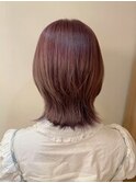 大人可愛い◎ピンクウルフくびれ透明感ミディ