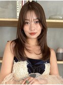 ハイトーンピンクベージュ/Wカラー/レイヤースタイル
