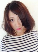 大人美人斜め前髪セミロング小顔カジュアルストリート立体感