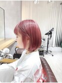 【エイト渡辺】切りっぱなしボブ×チェリーピンク