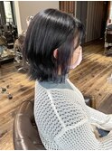 青紫インナーカラー・ネイビーウルフボブ