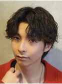 無造作波巻きスパイラルパーマセンターパートウルフ     h