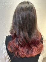 アジールヘア 池袋東口店(agir hair)&nbsp;20代30代ダブルカラーブリーチ立体感グラデーションレッド池袋