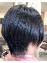 カットハウス はさみの部屋&nbsp;縮毛矯正/黒髪/前下がりショートボブ/サラツヤ/流しバング