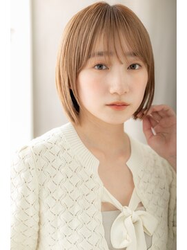 カバーヘア ブリス 川口(COVER HAIR bliss) くすみベージュハイライト切りっぱなしミニボブZ川口20代30代