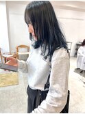 黒髪暗髪ブルーブラックロングレイヤー姫カットロング20代30代