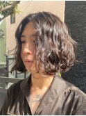 スパイラルグランジラフルーズパーマボブカット外国人風ウェット