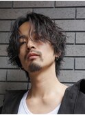 渋谷メンズサロンソフトウルフマッシュシャドウパーマ無造作ヘア