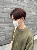 ワインレッド短めマッシュ