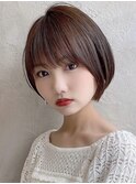 「岩田莉奈」40代50代に人気の似合わせ丸みショートボブ 新宿