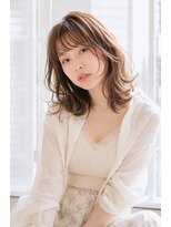 リビンバイアフロート(Livin by afloat)&nbsp;くびれミディレイヤーカットミディアム大人外ハネ艶モカベージュ